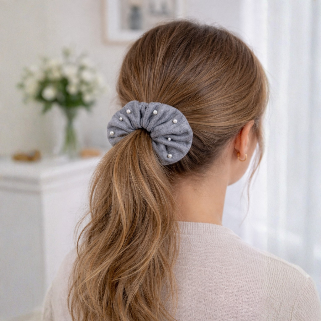 Scrunchie met decoratieve parels