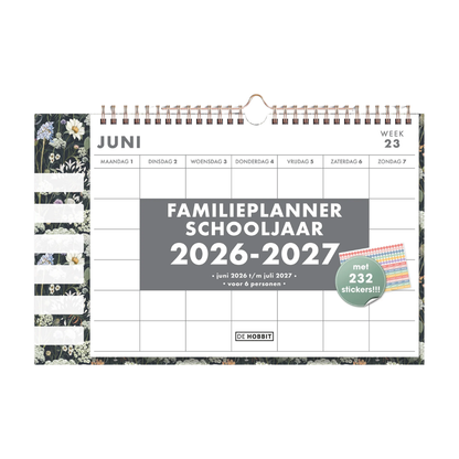Familieplanner met stickers 2026-2027 A4 Weidebloemen