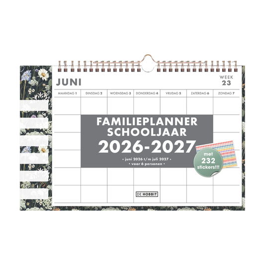 Familieplanner met stickers 2026-2027 A4 Weidebloemen