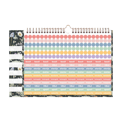 Familieplanner met stickers 2026-2027 A4 Weidebloemen