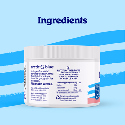 Puur collageen poeder van vis met vitamine C  – Aardbei