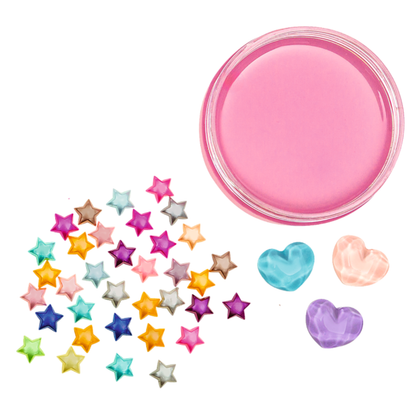 Glibber klei slijm met confetti en figuurtjes