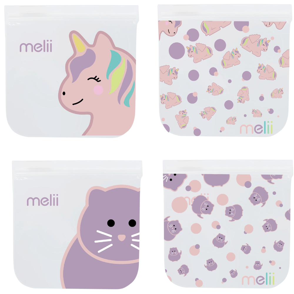Melii - Herbruikbare lunchzakjes - 4 stuks