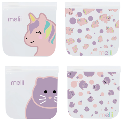 Melii - Herbruikbare lunchzakjes - 4 stuks