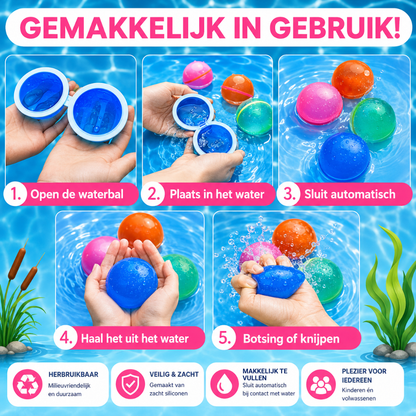 Hervulbare waterballonnen - Zelfsluitend 6 stuks