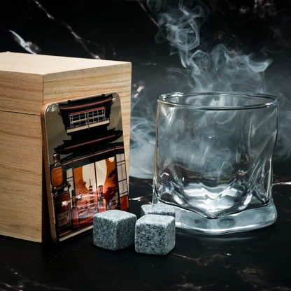 Japans Whiskyglas Geschenkset met Koelstenen & Onderlegger