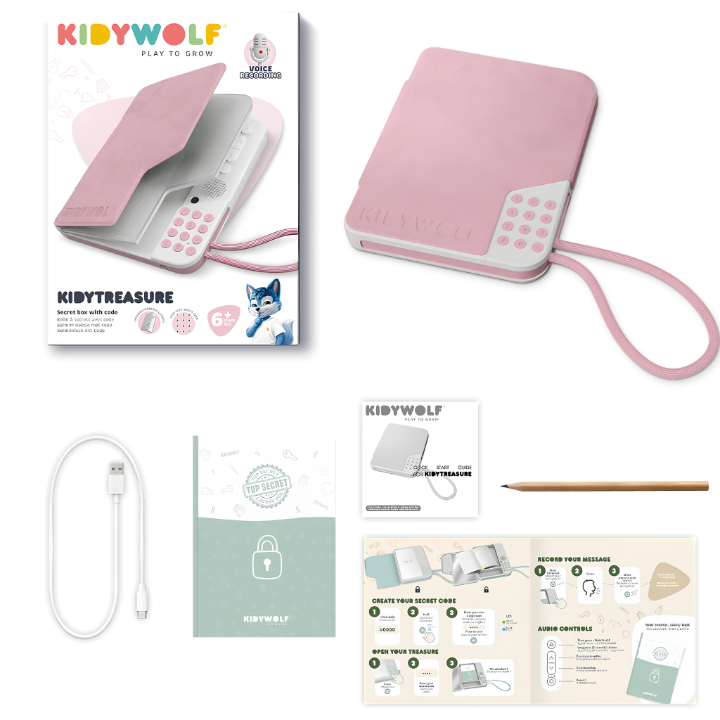 KIDYTREASURE geheim notitieboekje met spraakrecorder - roze