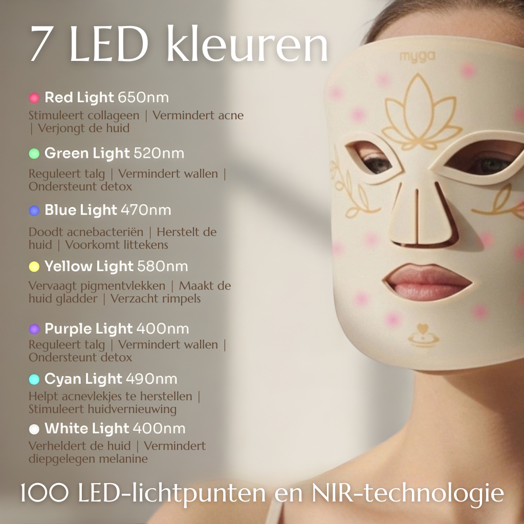 LED Gezichtsmasker met 7 lichtstanden + GRATIS 300ml Casterolie