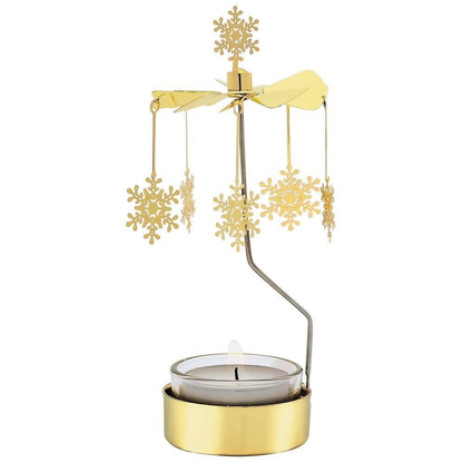 Kerst theelicht carrousel sneeuwvlok - Goud