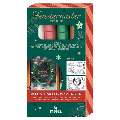 Metallic raamstiften sterren 4 in set