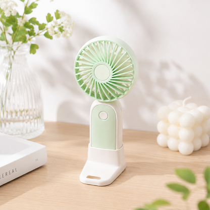 Draagbare mini ventilator met telefoonhouder