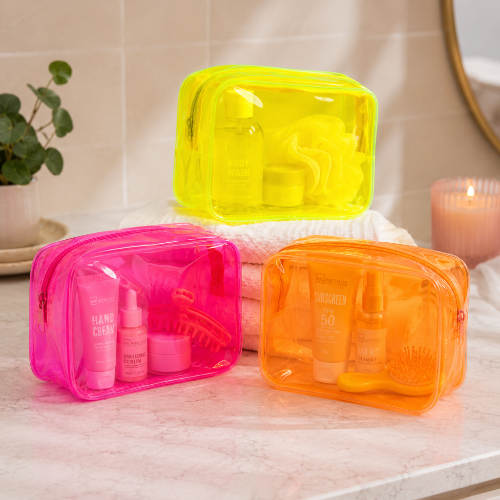 Neon transparante make-up tas