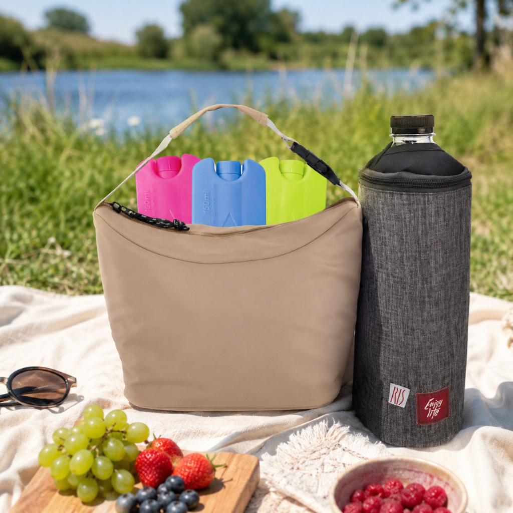 Koeltas Hanging - On The Go & Drinkfles koeltas 1,5L + GRATIS Ice Bricks