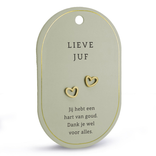Oorbellen gouden hartjes - Lieve juf