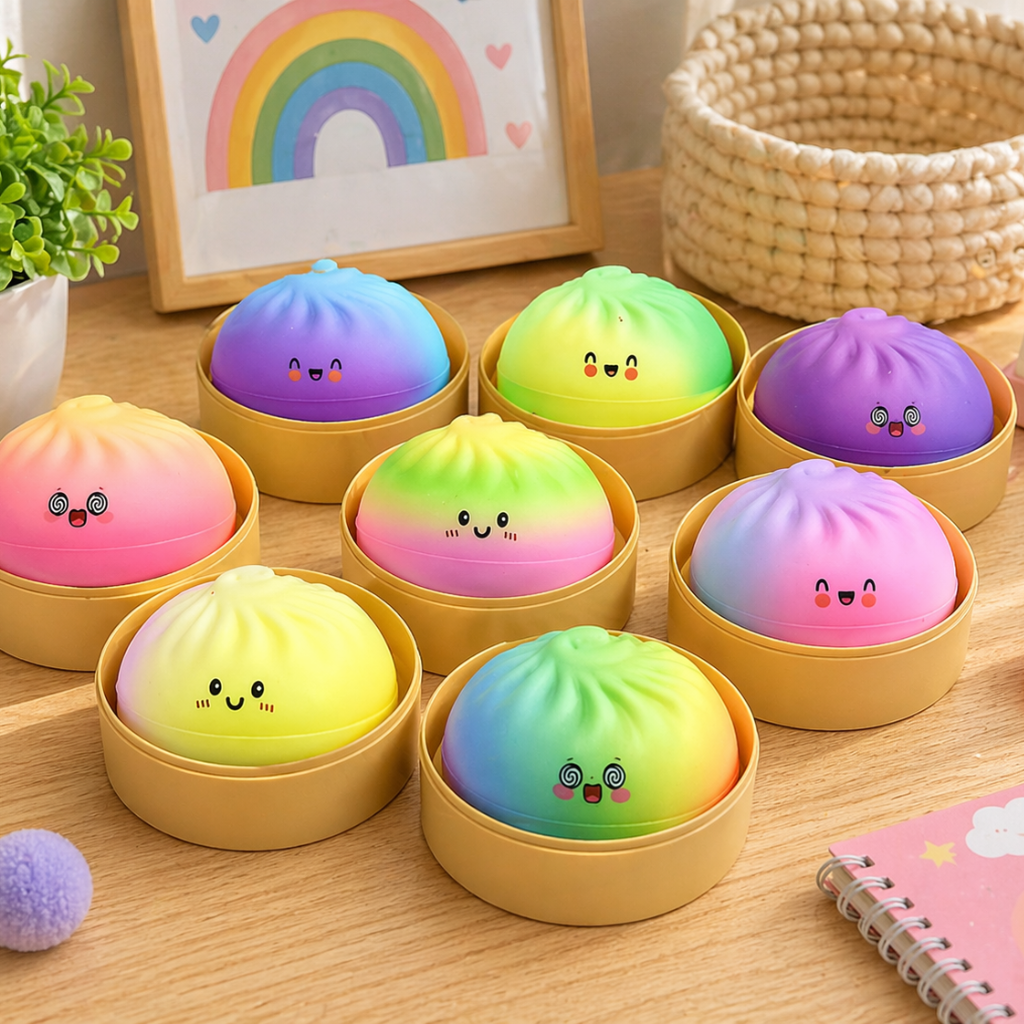 Mystery Squishy FOAM dumpling Fidget - Rainbow (8,5cm)