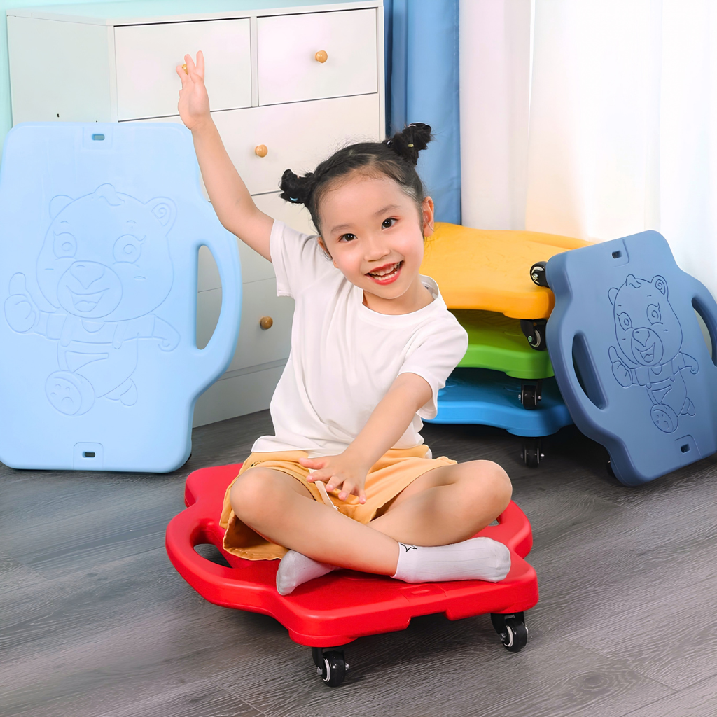 Plat scooterbord met handvaten voor kinderen