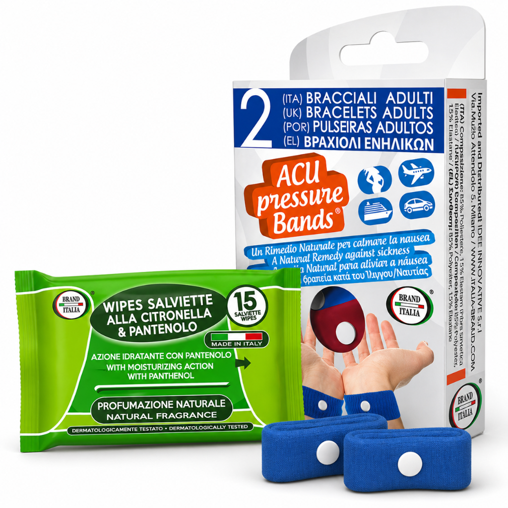 Polsbandjes tegen reisziekte + GRATIS Citronella & Panthenol doekjes