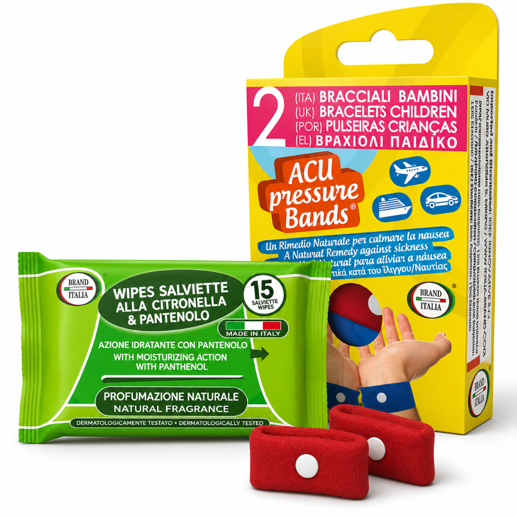 Polsbandjes tegen reisziekte + GRATIS Citronella & Panthenol doekjes