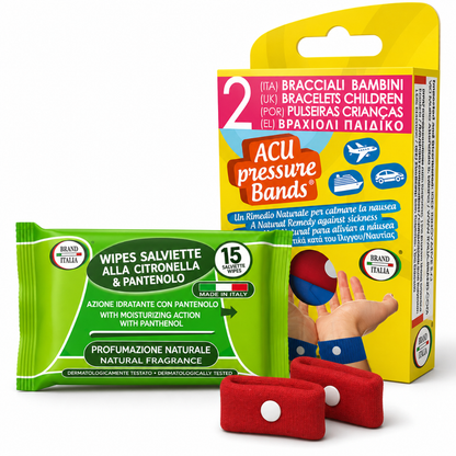 Polsbandjes tegen reisziekte + GRATIS Citronella & Panthenol doekjes