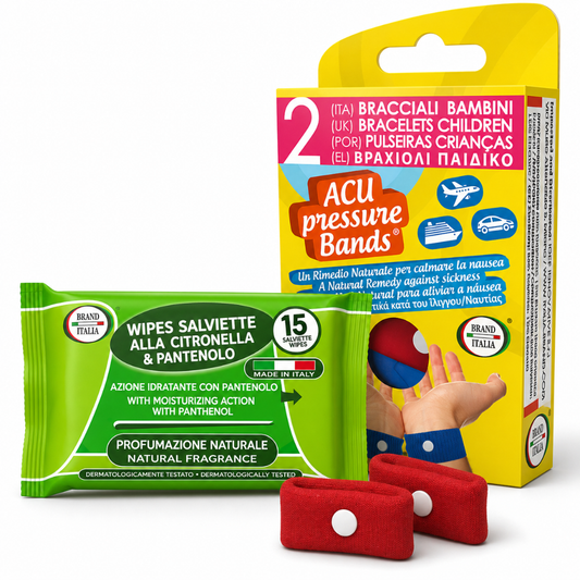 Polsbandjes tegen reisziekte + GRATIS Citronella & Panthenol doekjes