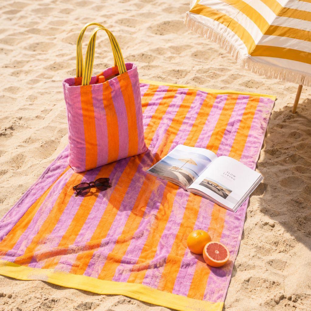 Strandtas met XL strandlaken set