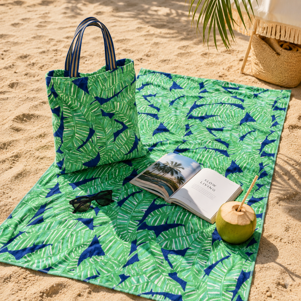 Strandtas met XL strandlaken set