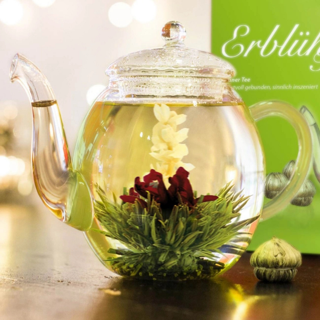 Geschenkset - Groene thee(bloemen) + theepot 500 ml