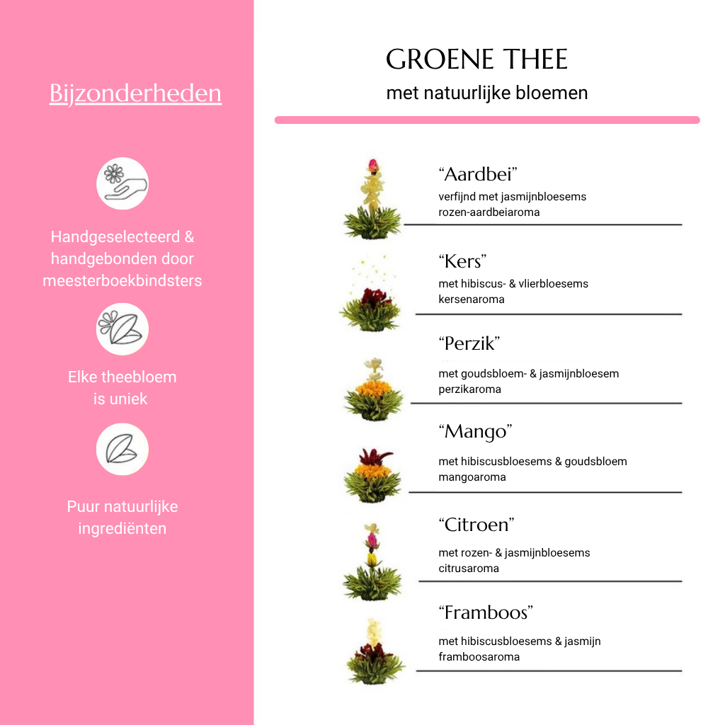 Geschenkset - Groene thee(bloemen) + theepot 500 ml