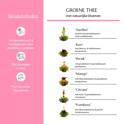 Geschenkset - Groene thee(bloemen) + theepot 500 ml