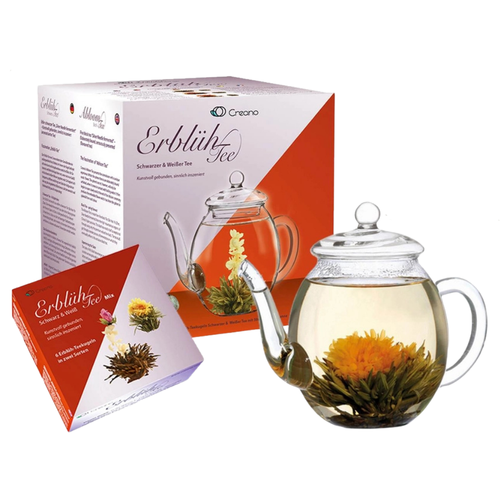 Geschenkset - Mix zwarte en witte thee(bloemen) + theepot 500 ml