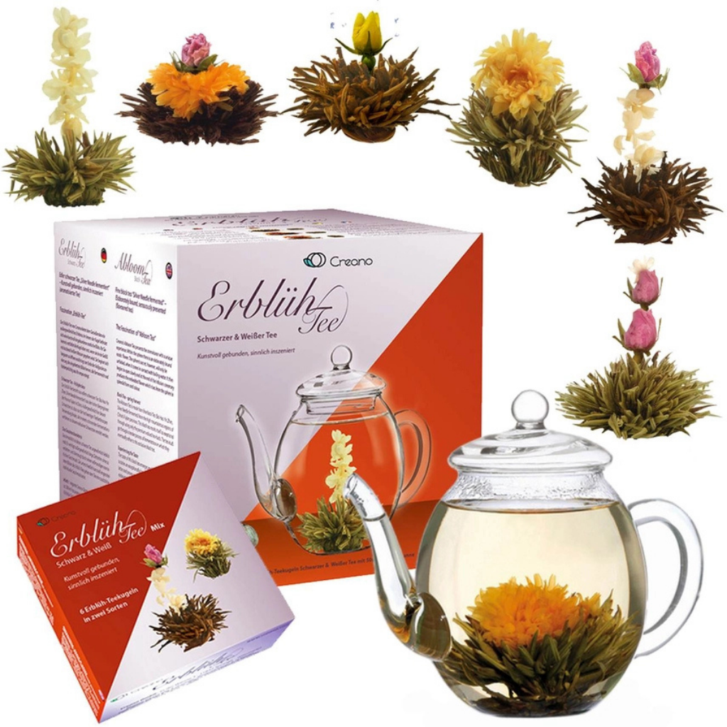 Geschenkset - Mix zwarte en witte thee(bloemen) + theepot 500 ml