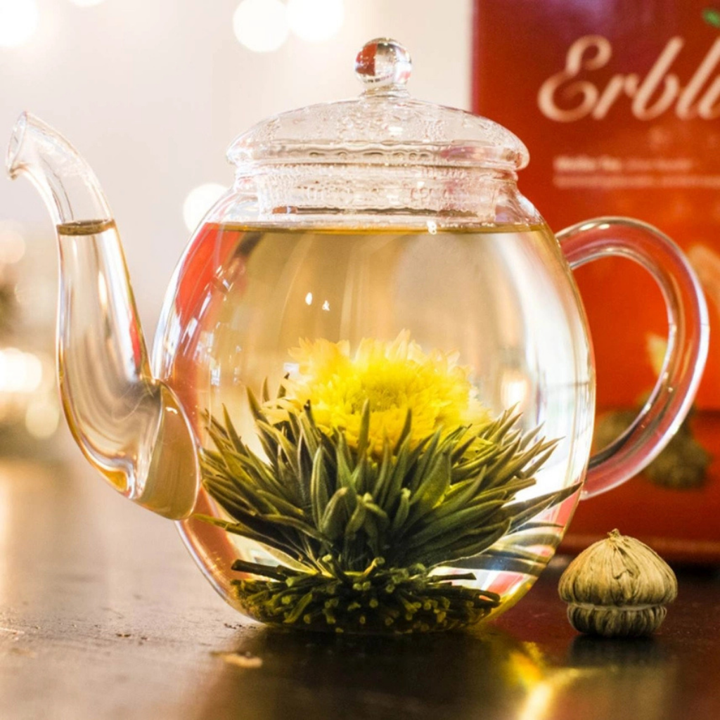 Geschenkset - Mix zwarte en witte thee(bloemen) + theepot 500 ml