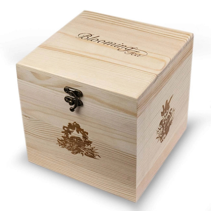 Houten geschenkset - Witte thee(bloemen) en theepot 500 ml