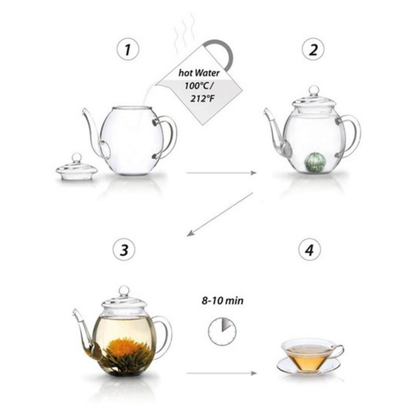 Houten geschenkset - Witte thee(bloemen) en theepot 500 ml