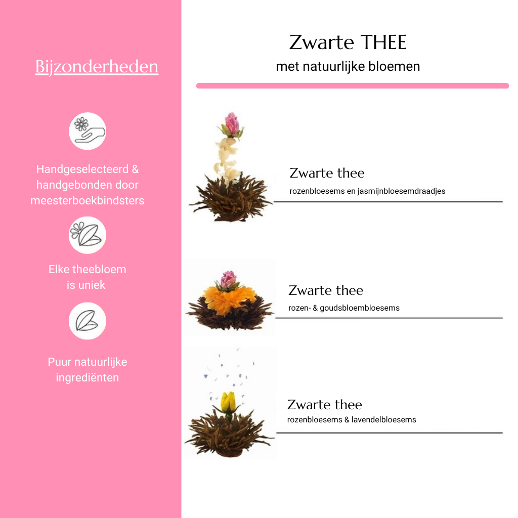 Houten geschenkset - Zwarte thee(bloemen) en theepot 500 ml