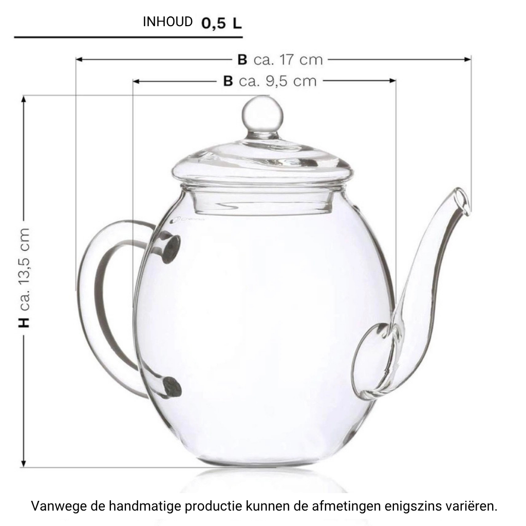 Houten geschenkset - Zwarte thee(bloemen) en theepot 500 ml