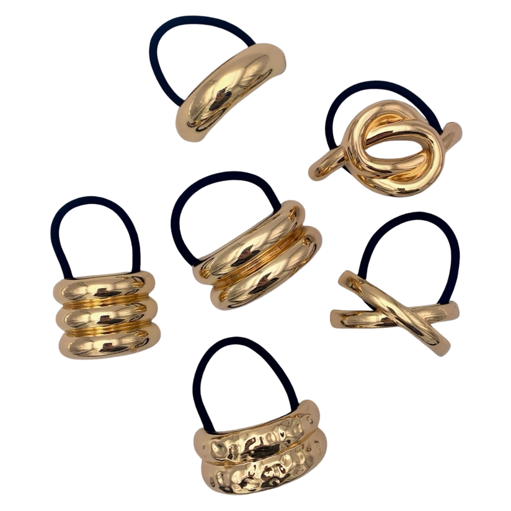 Haarelastiekjes met gouden juwelen - Set van 6