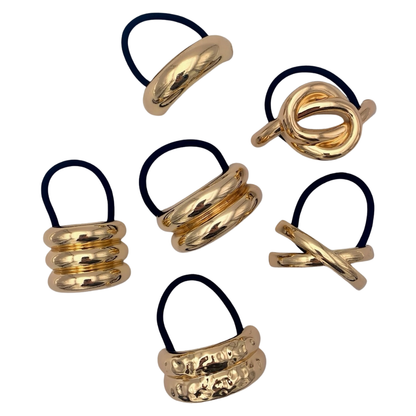 Haarelastiekjes met gouden juwelen - Set van 6