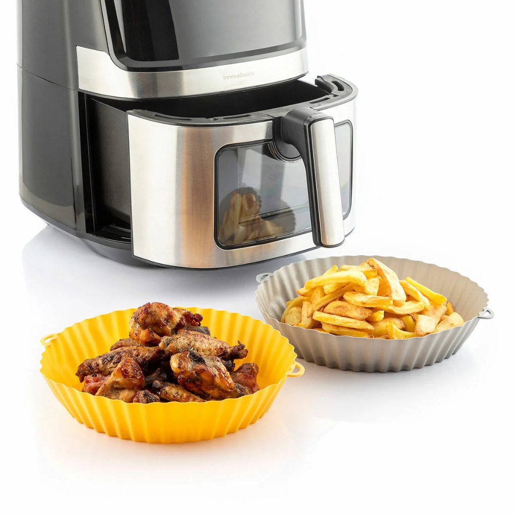 Siliconen airfryer bakje 2 stuks met borstel