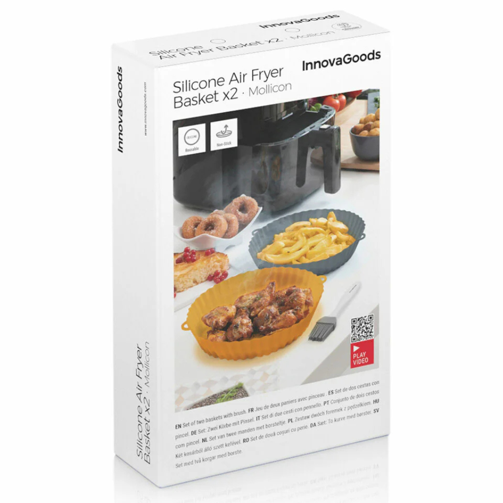 Siliconen airfryer bakje 2 stuks met borstel