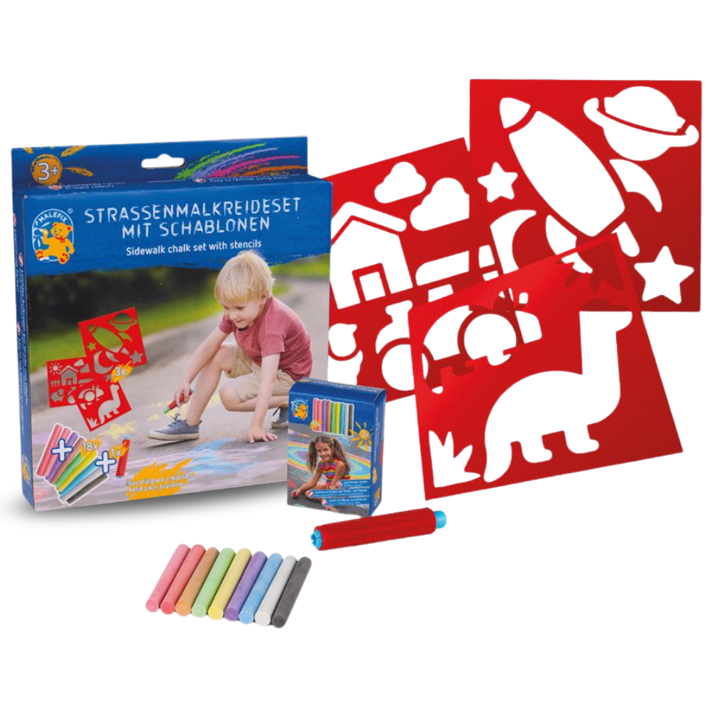 Malefix stoepkrijt set met sjablonen