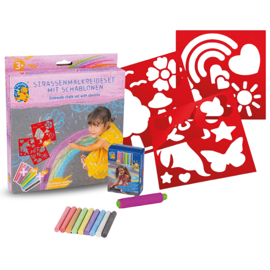 Malefix stoepkrijt set met sjablonen