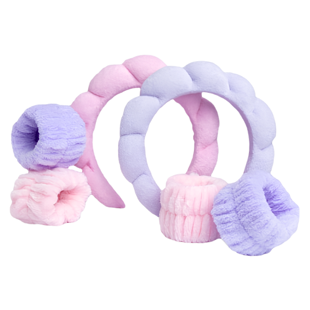 Skincare haarband en polsbandjes