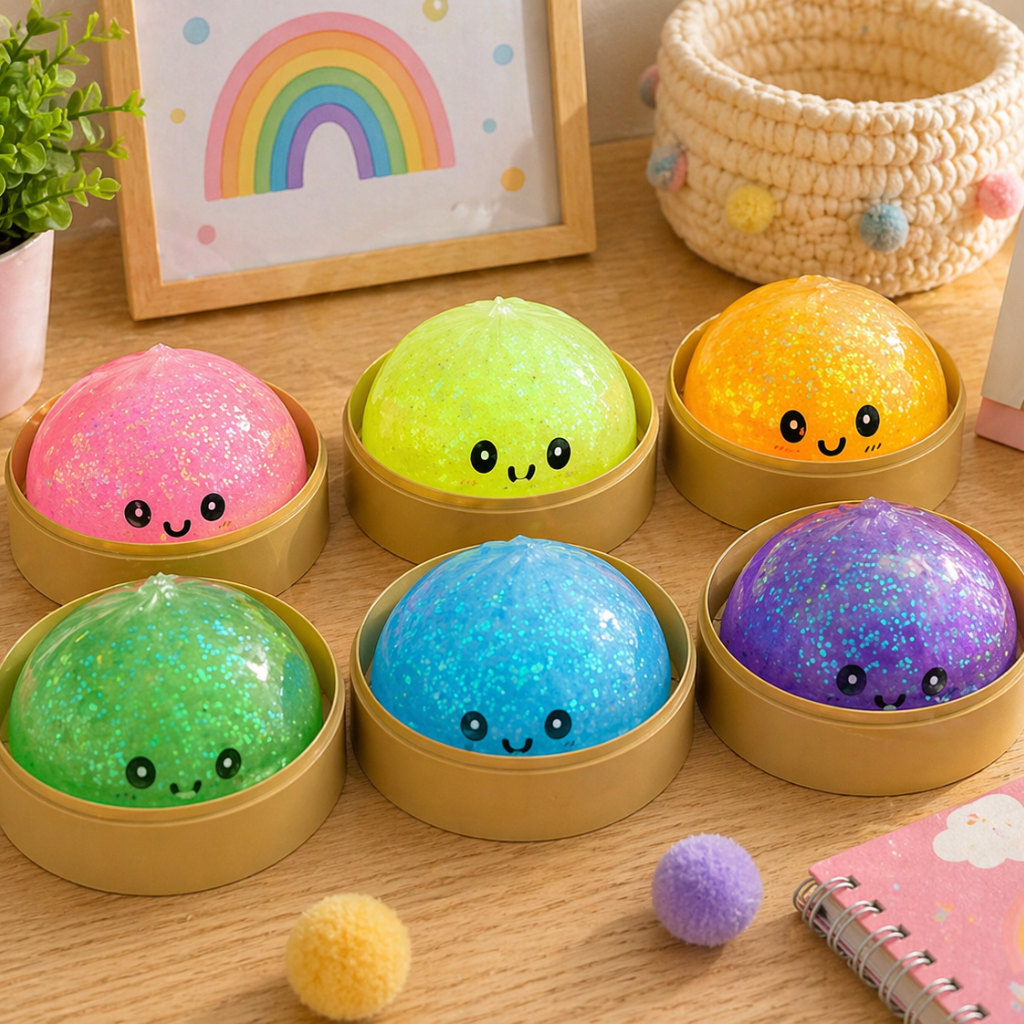 Mystery Squishy dumpling Fidget - Bright Glitter (8,5cm)