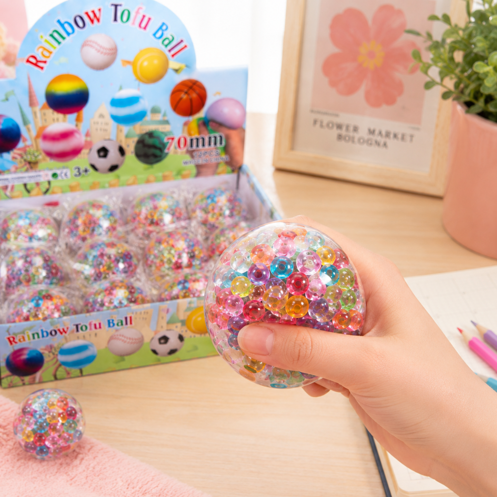 Squishy met plastic bolletjes