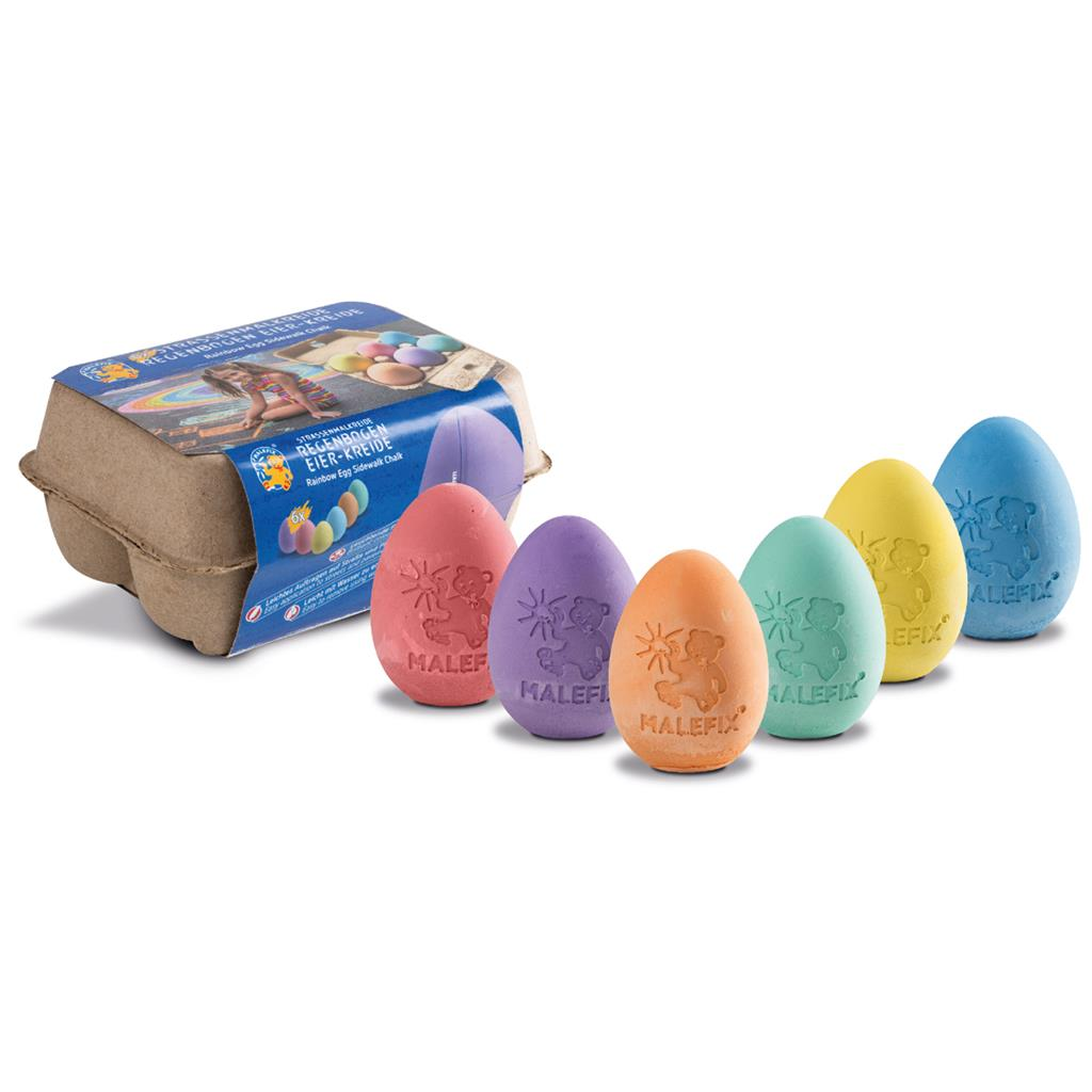 Malefix stoepkrijt eivorm in eierdoos - 6 stuks