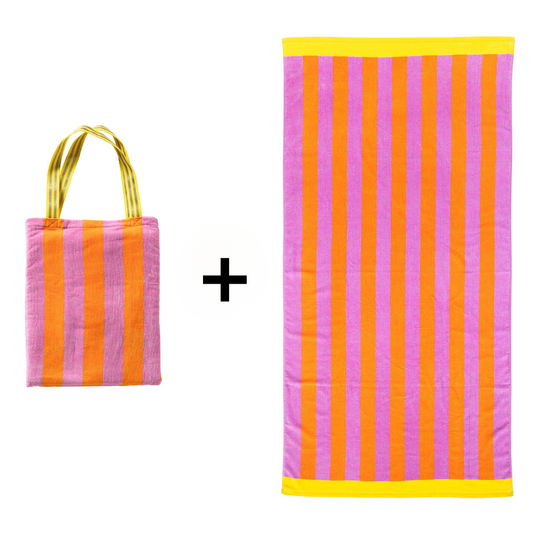 Strandtas met XL strandlaken set