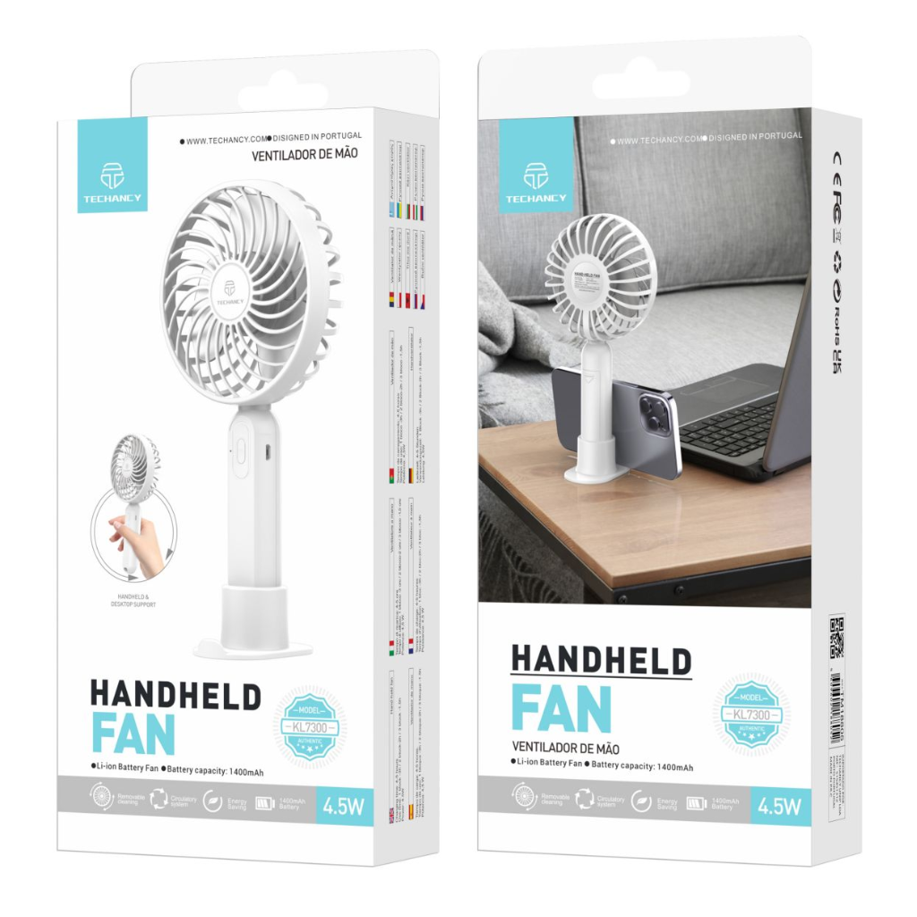 2 in 1 Mini Handventilator met Bureau en Telefoonhouder