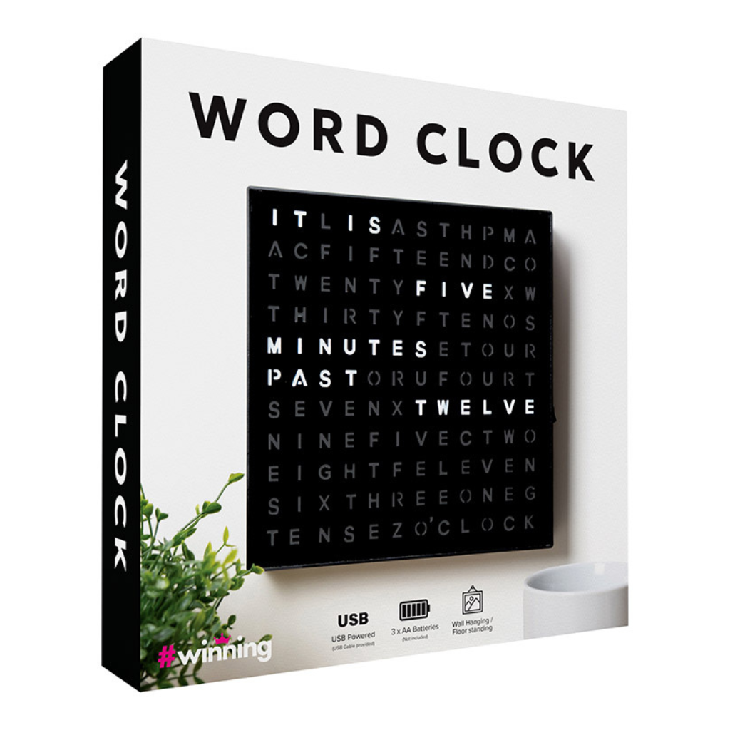 Digitale woorden klok - Zwart
