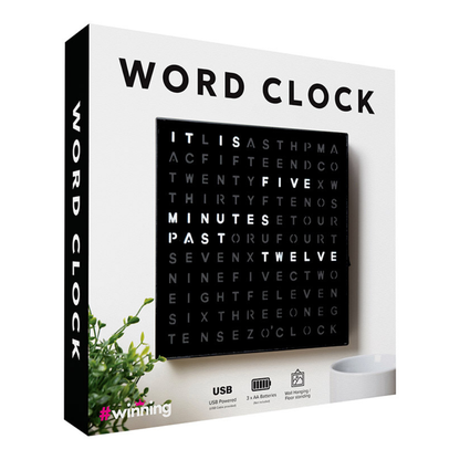 Digitale woorden klok - Zwart